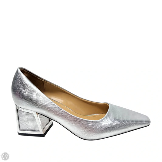 Shoes Heels Block By Clothes Mentor In Silver, Size: 6