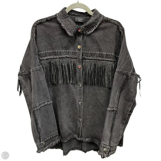 Jacket Denim By Vici In Black Denim, Size: M