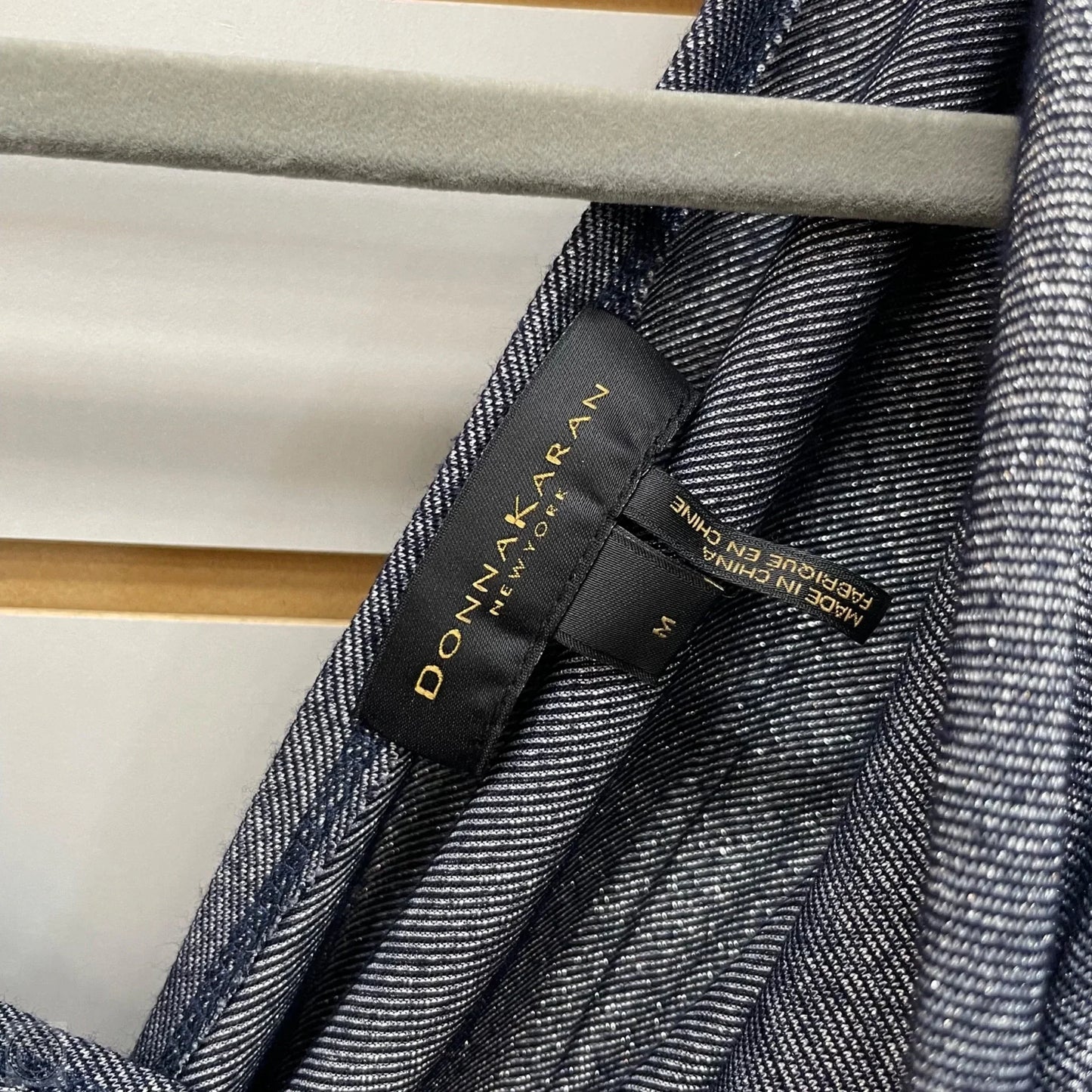 Top Long Sleeve By Donna Karan In Blue & Silver, Size: M