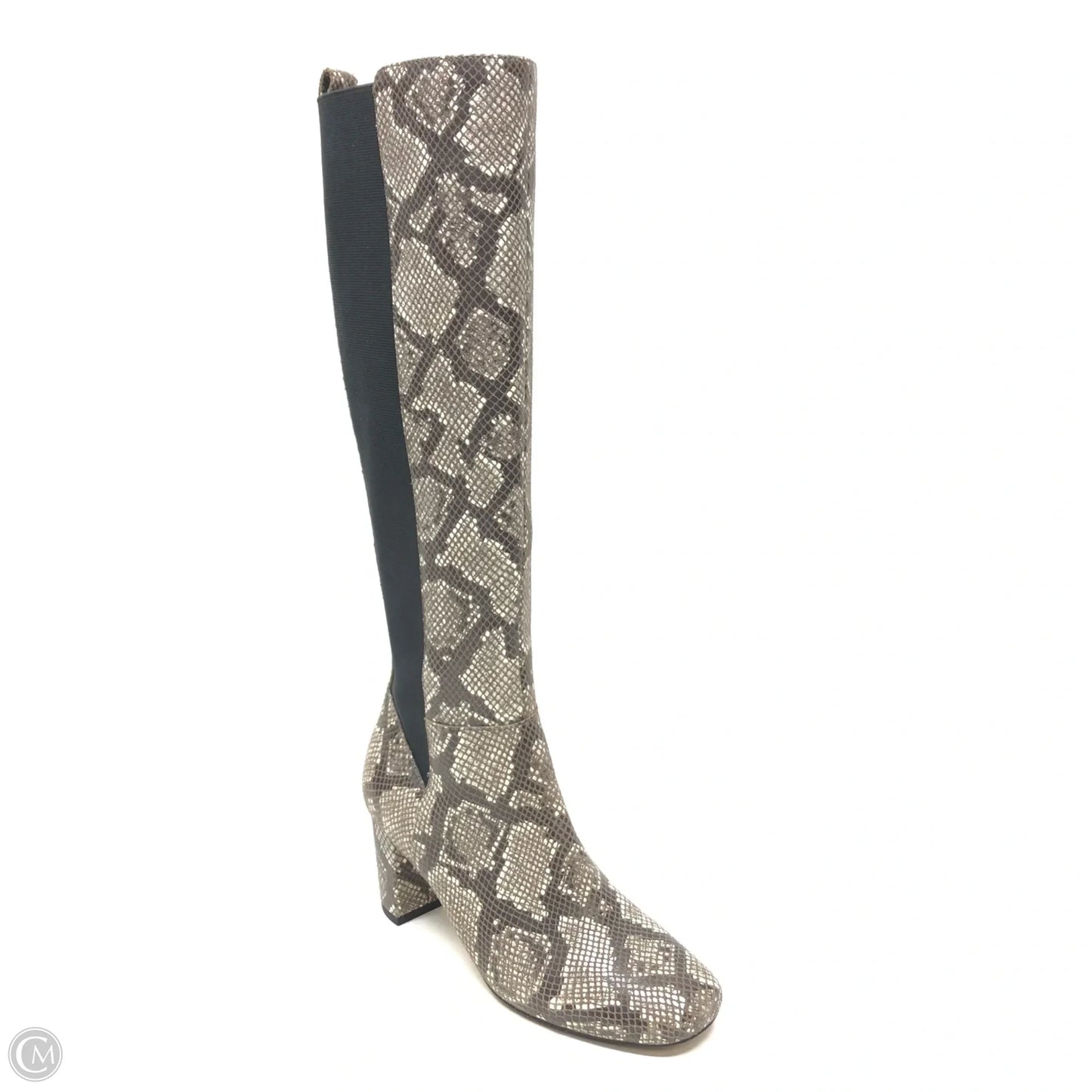 Boots Knee Heels By Donna Karan In Snakeskin Print, Size: 7.5