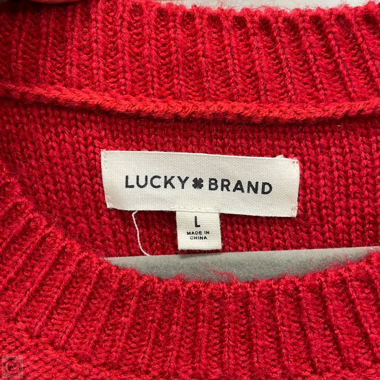 Sweater By Lucky Brand In Gold & Red, Size: L