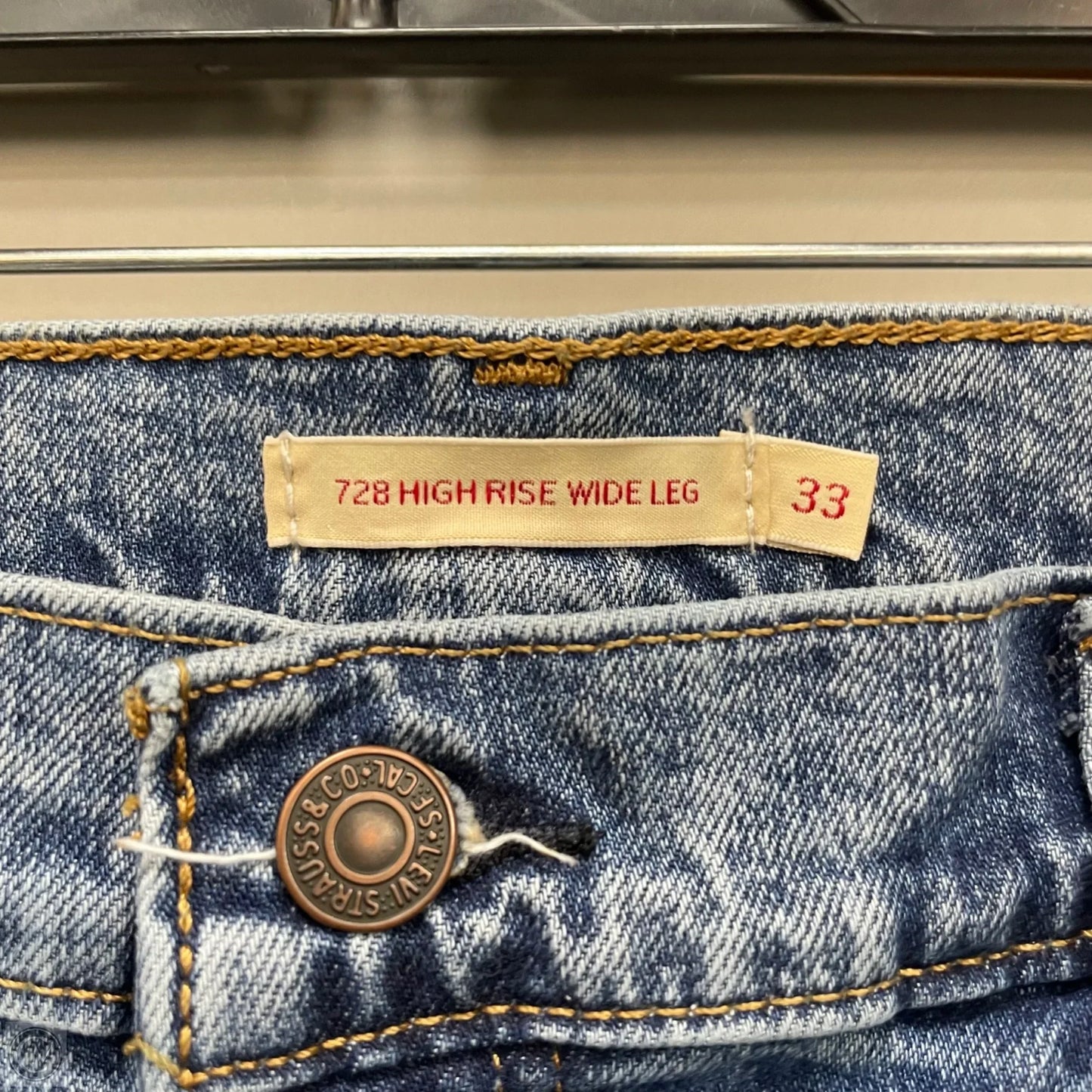 Jeans Wide Leg By Levis In Blue Denim, Size: 16