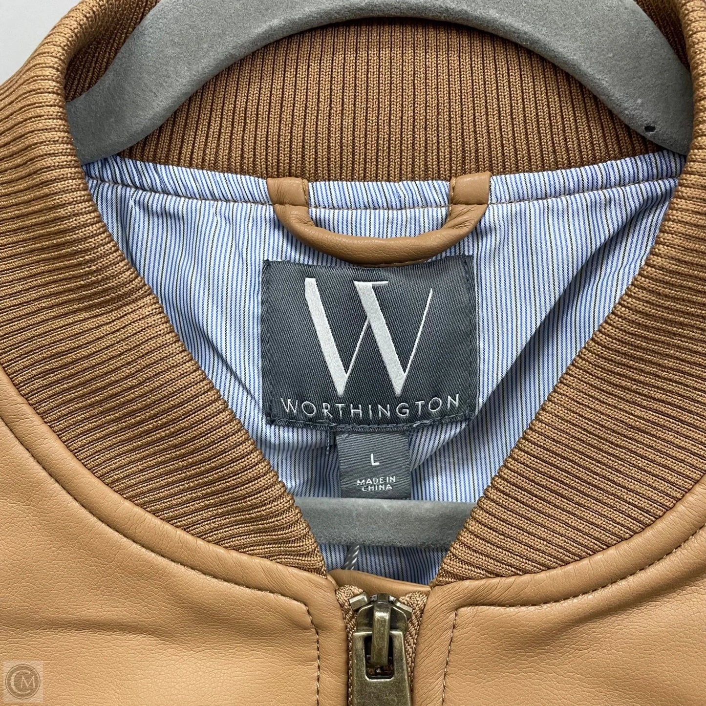 Jacket Moto By Worthington In Tan, Size: L