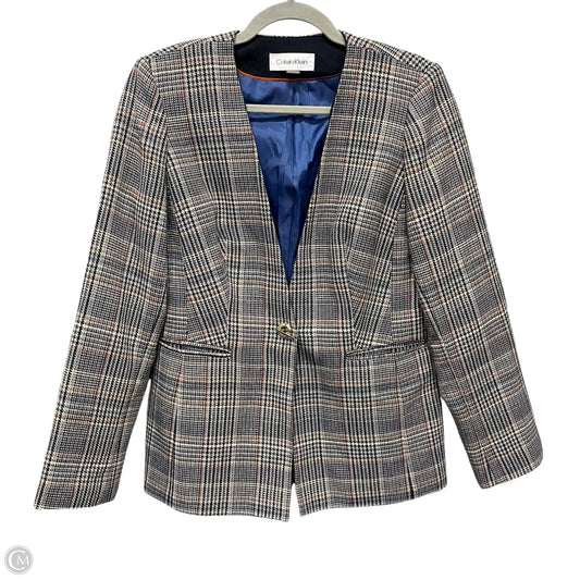 Blazer By Calvin Klein In Plaid Pattern, Size: 6