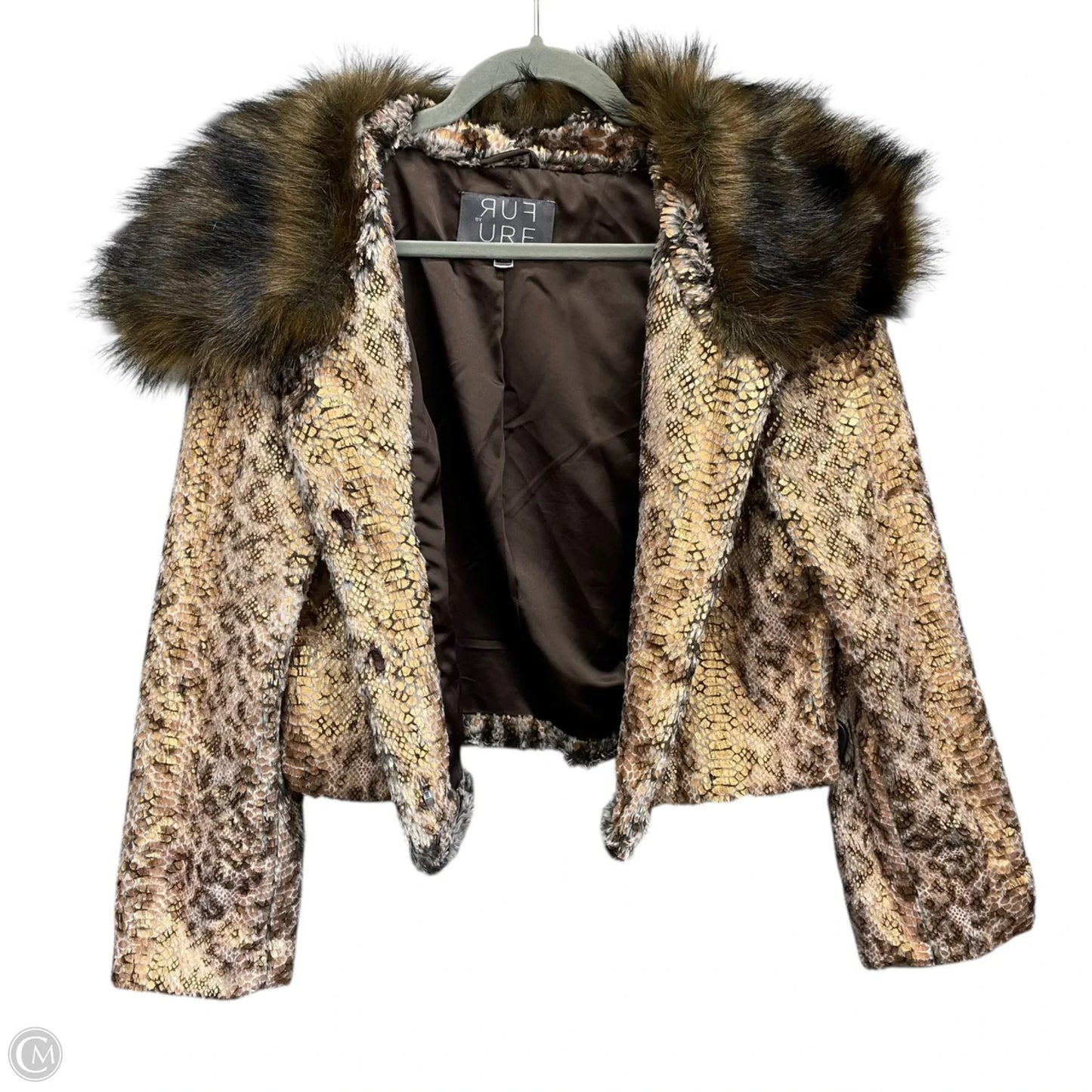 Jacket Faux Fur & Sherpa By Anthropologie In Brown & Gold, Size: M