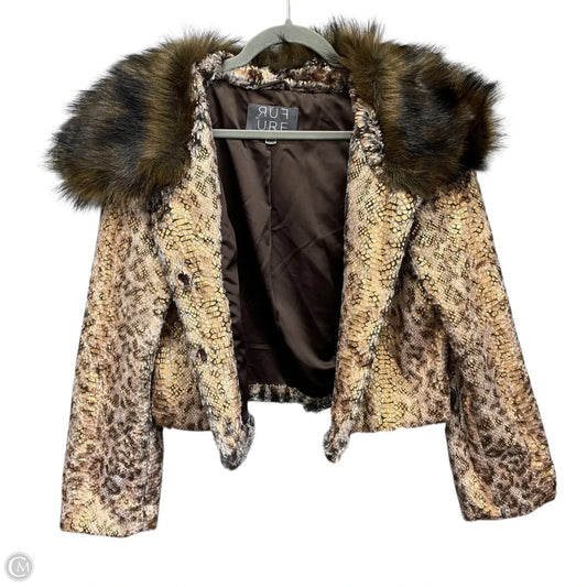 Jacket Faux Fur & Sherpa By Anthropologie In Brown & Gold, Size: M