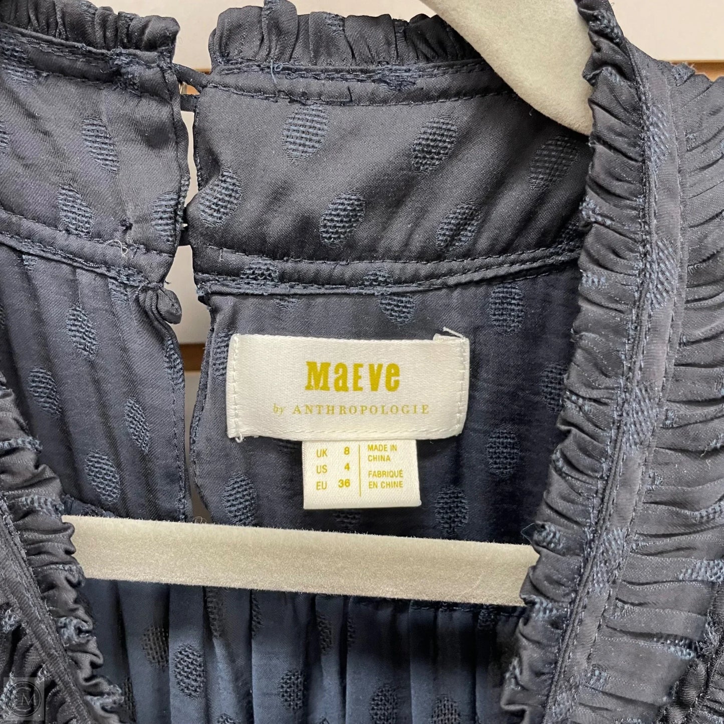 Blouse Sleeveless By Maeve In Black & Blue, Size: 4