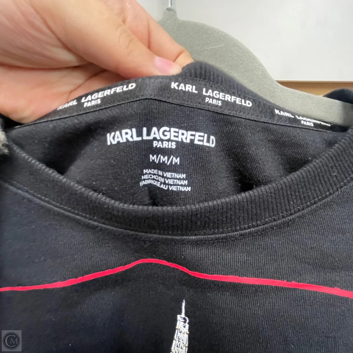 Sweatshirt Designer By Karl Lagerfeld In Black & White, Size: M