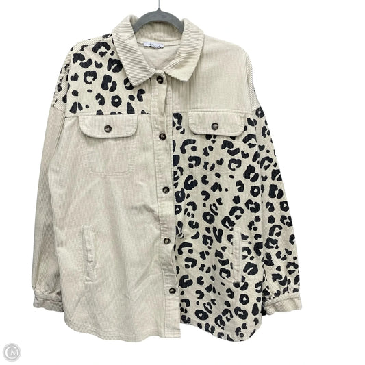 Jacket Shirt By White Birch In Beige, Size: L