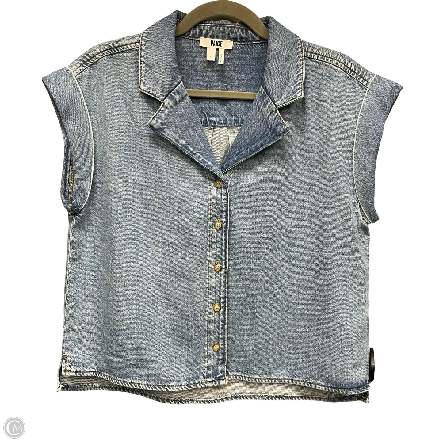 Top Short Sleeve By Paige In Blue Denim, Size: S