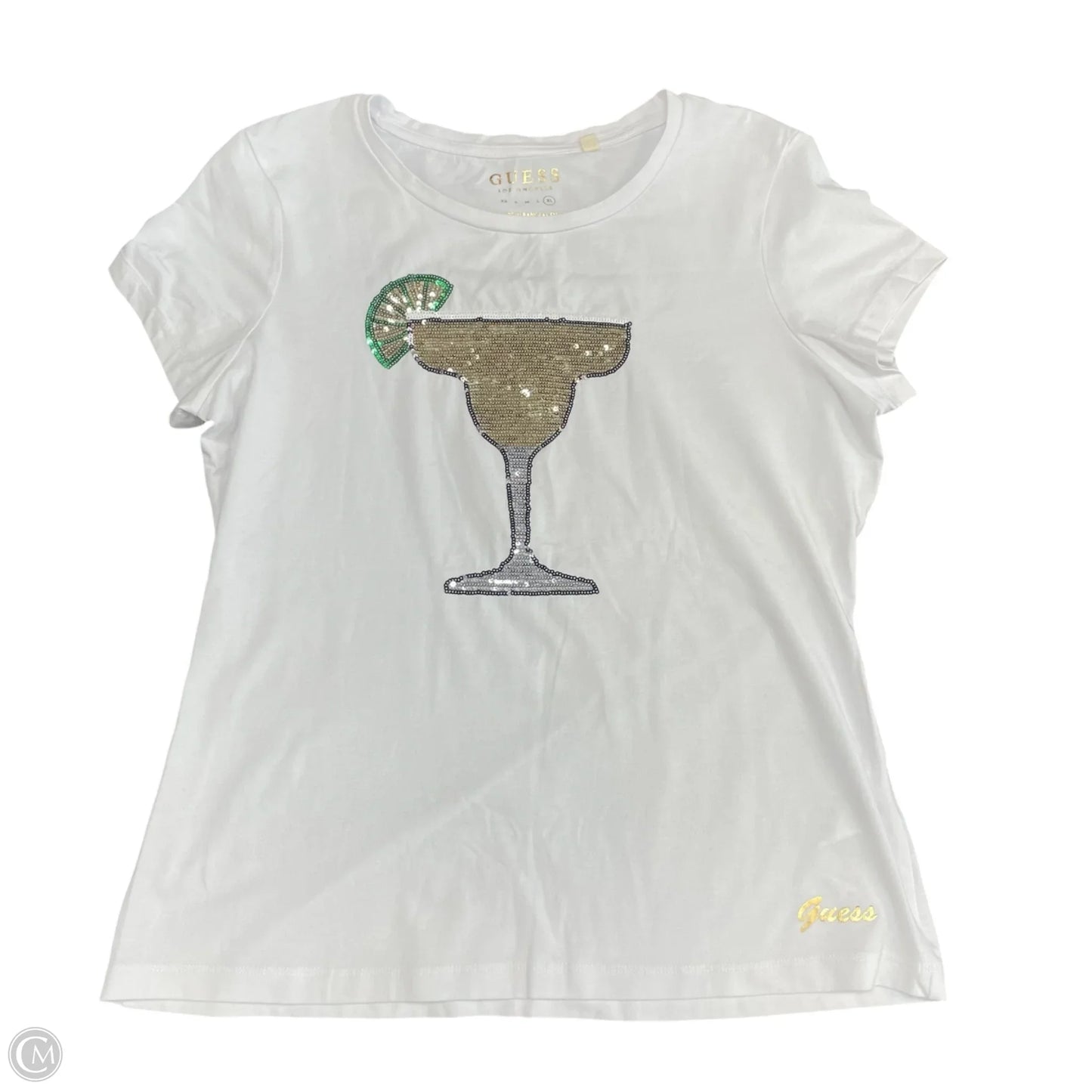 Top Short Sleeve Basic By Guess In White, Size: Xl