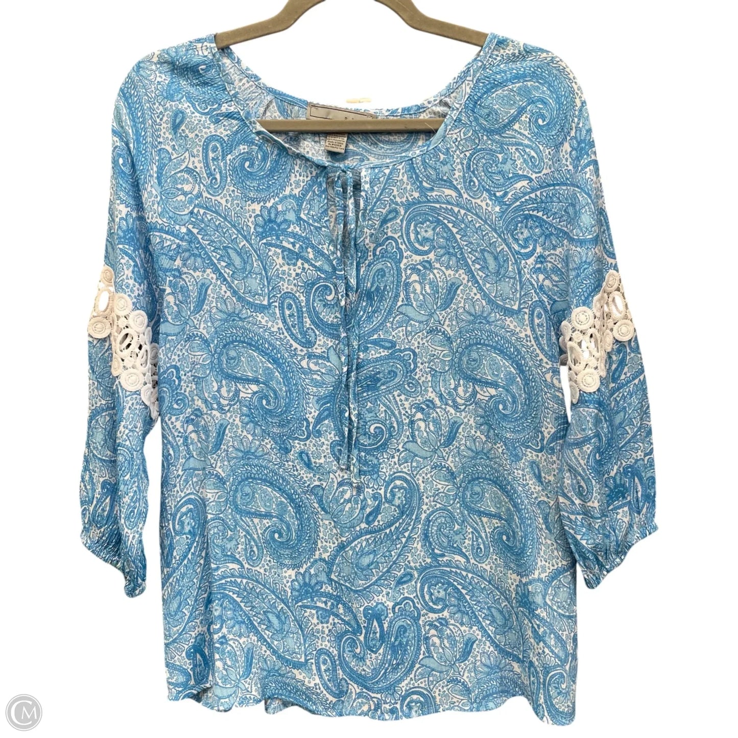 Top Long Sleeve By By Design In Blue & White, Size: S