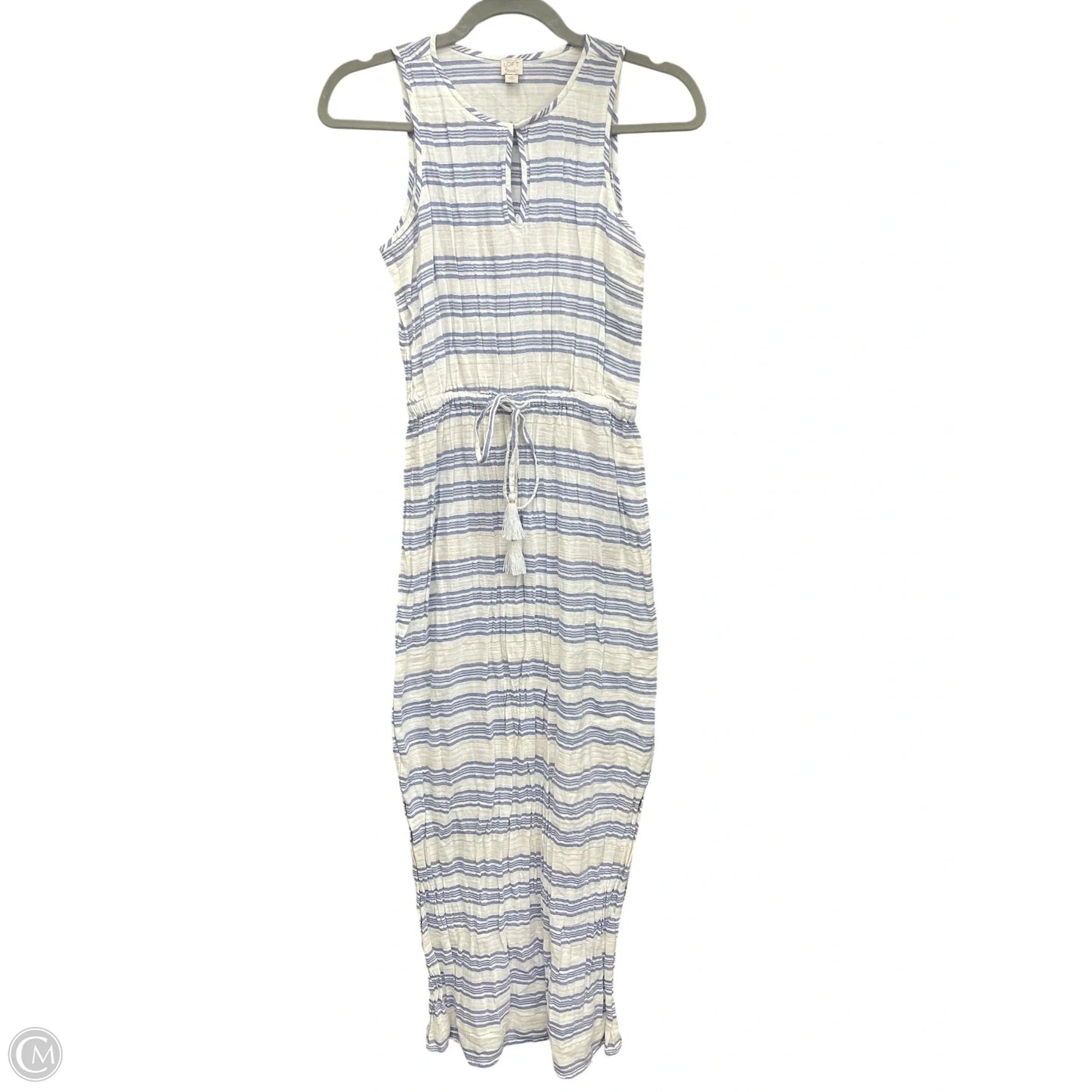Dress Casual Midi By Loft In Blue & White, Size: Xs