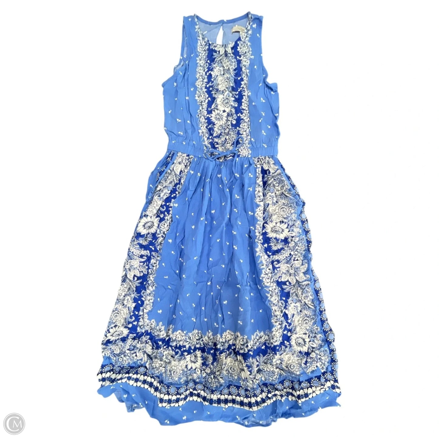 Dress Casual Midi By Loft In Blue & White, Size: Xxsp