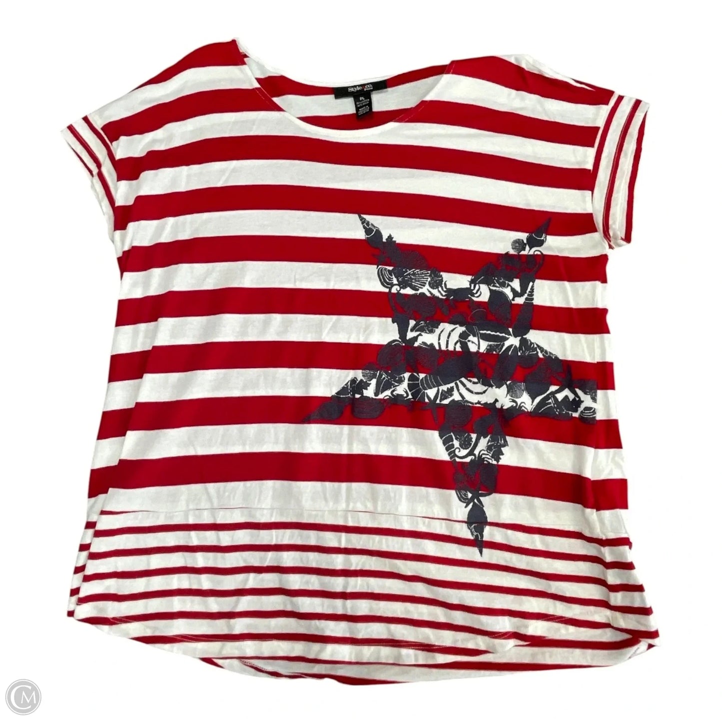 Top Short Sleeve By Style And Company In Red & White, Size: Lp