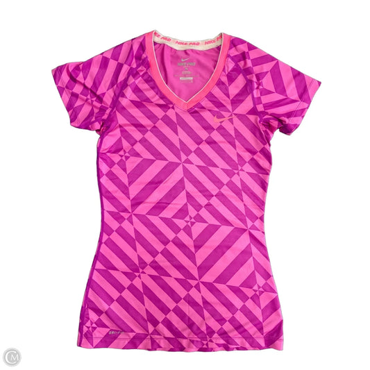 Athletic Top Short Sleeve By Nike In Pink & Purple, Size: S