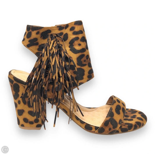 Sandals Heels Block By Clothes Mentor In Animal Print, Size: 10