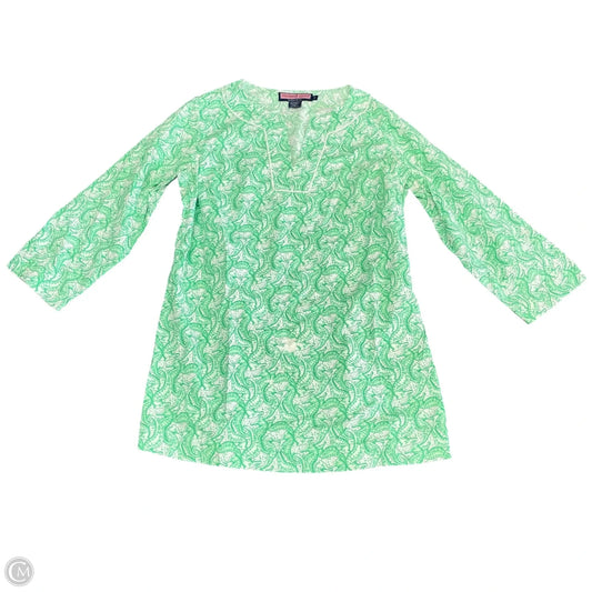 Tunic 3/4 Sleeve By Vineyard Vines In Green & White, Size: S