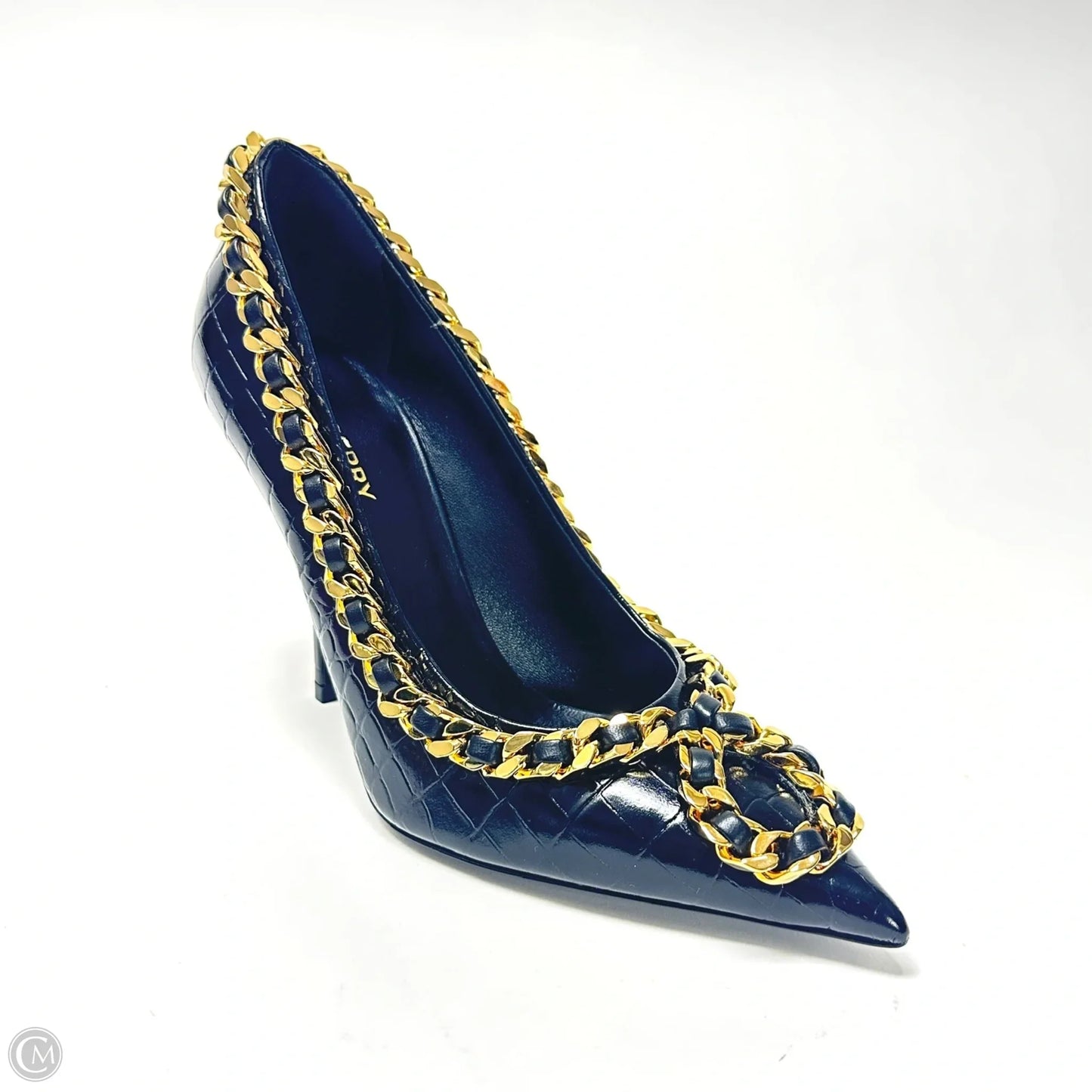 Shoes Luxury Designer By Burberry In Black & Gold, Size: 7.5