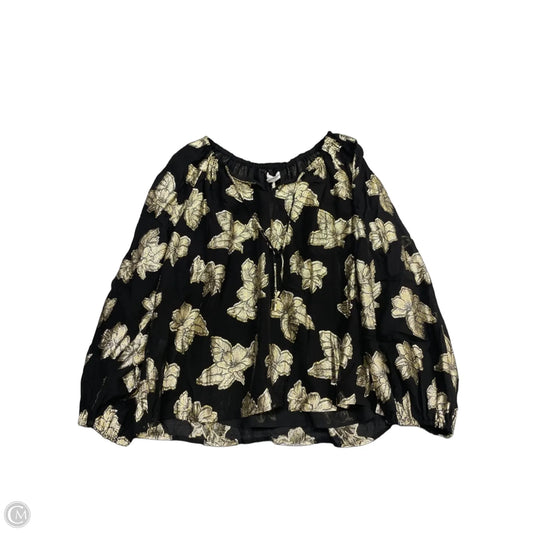 Blouse Long Sleeve By Tommy Bahama In Black & Gold, Size: L