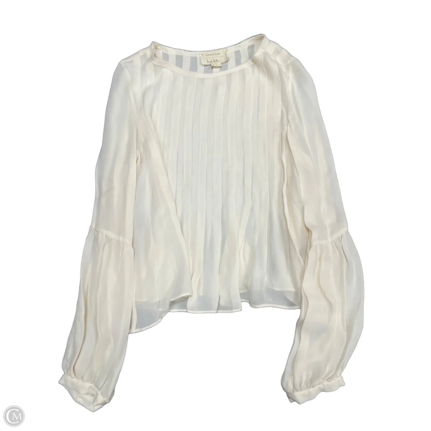 Blouse Long Sleeve By Nicole Miller In Cream, Size: M