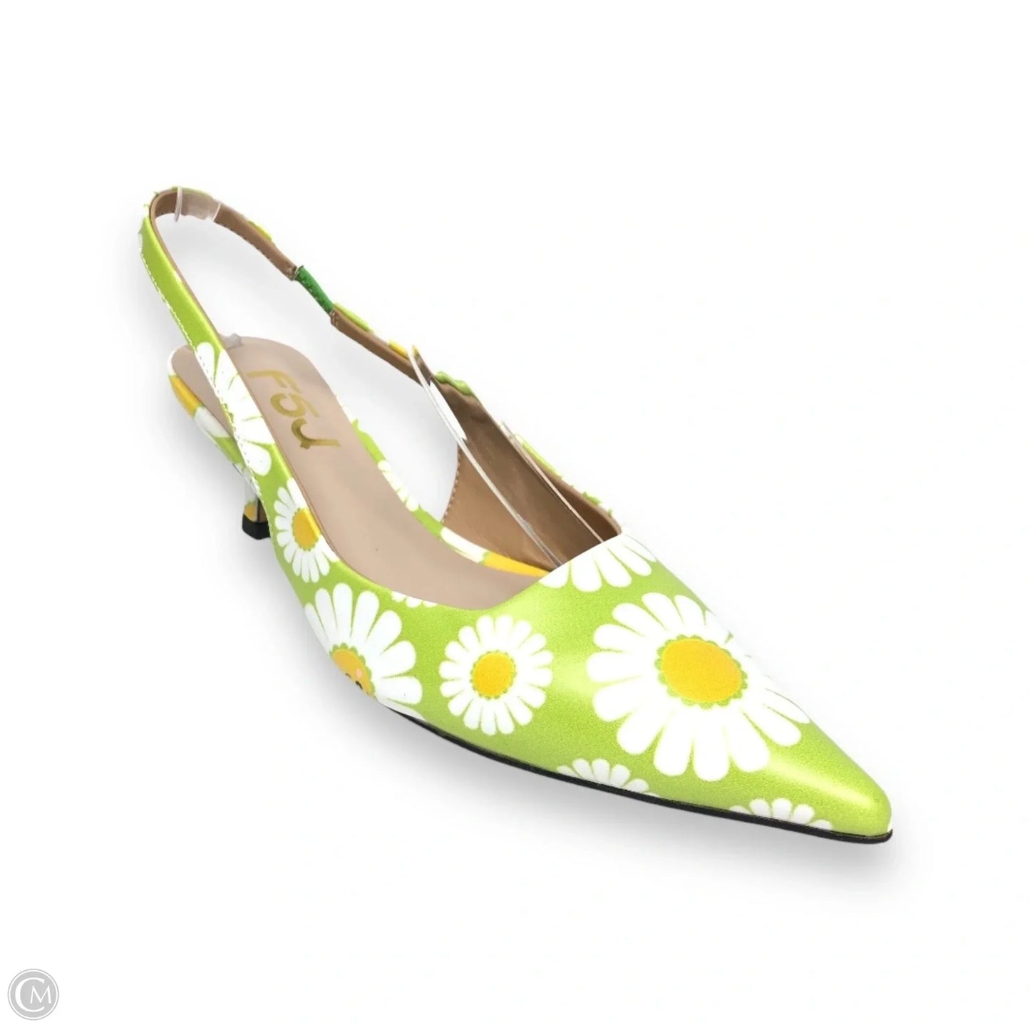 Shoes Heels Kitten By Cme In Green & White, Size: 7.5