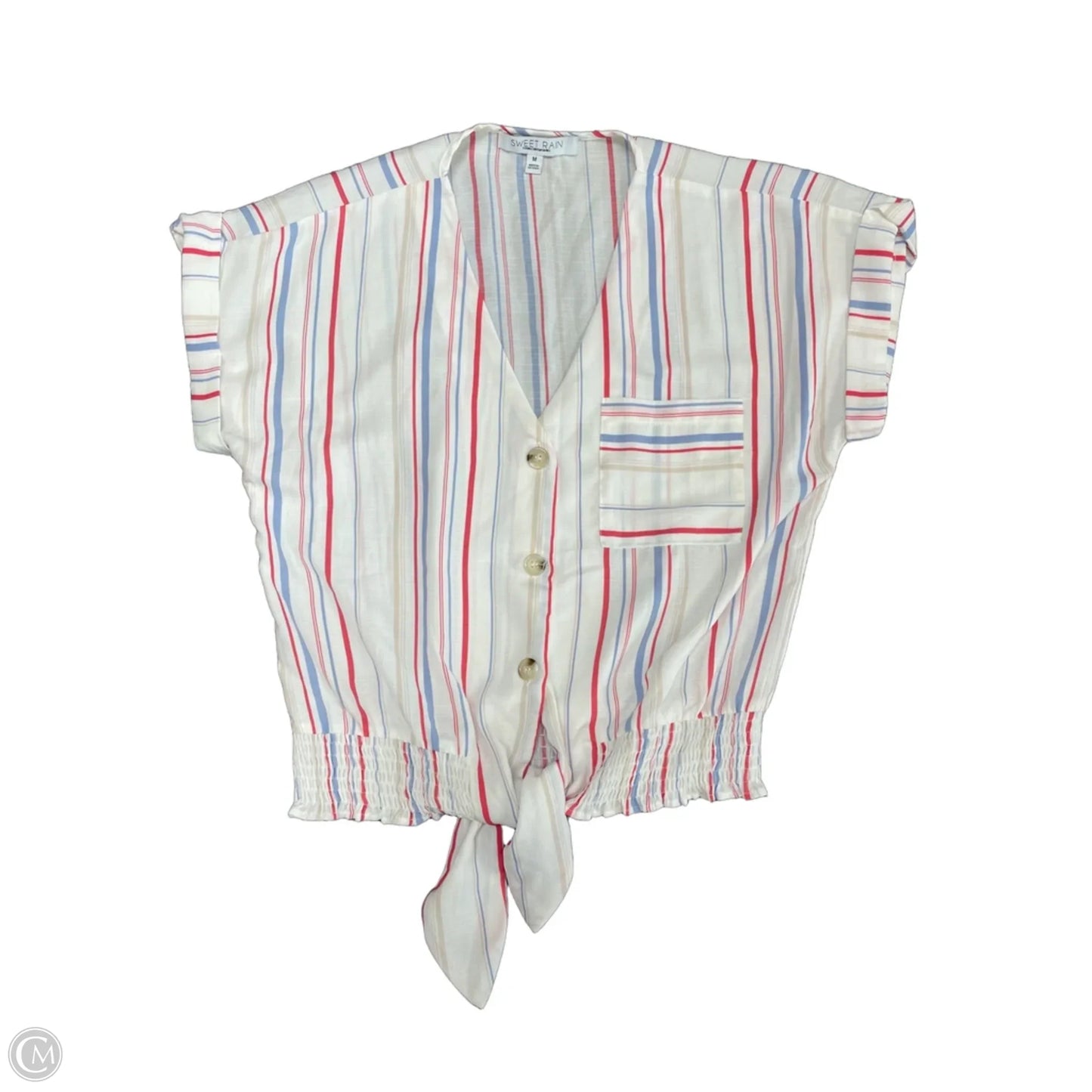 Top Short Sleeve By Sweet Rain In Blue & Red & White, Size: M