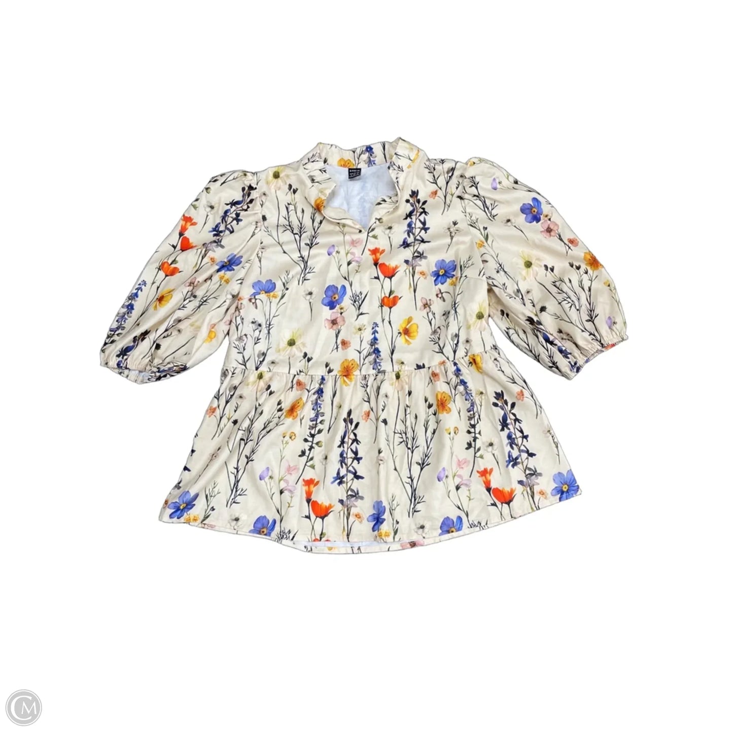 Top Short Sleeve By Shein In Floral Print, Size: 4