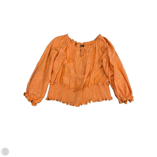 Blouse Long Sleeve By New York And Co In Orange, Size: Xl