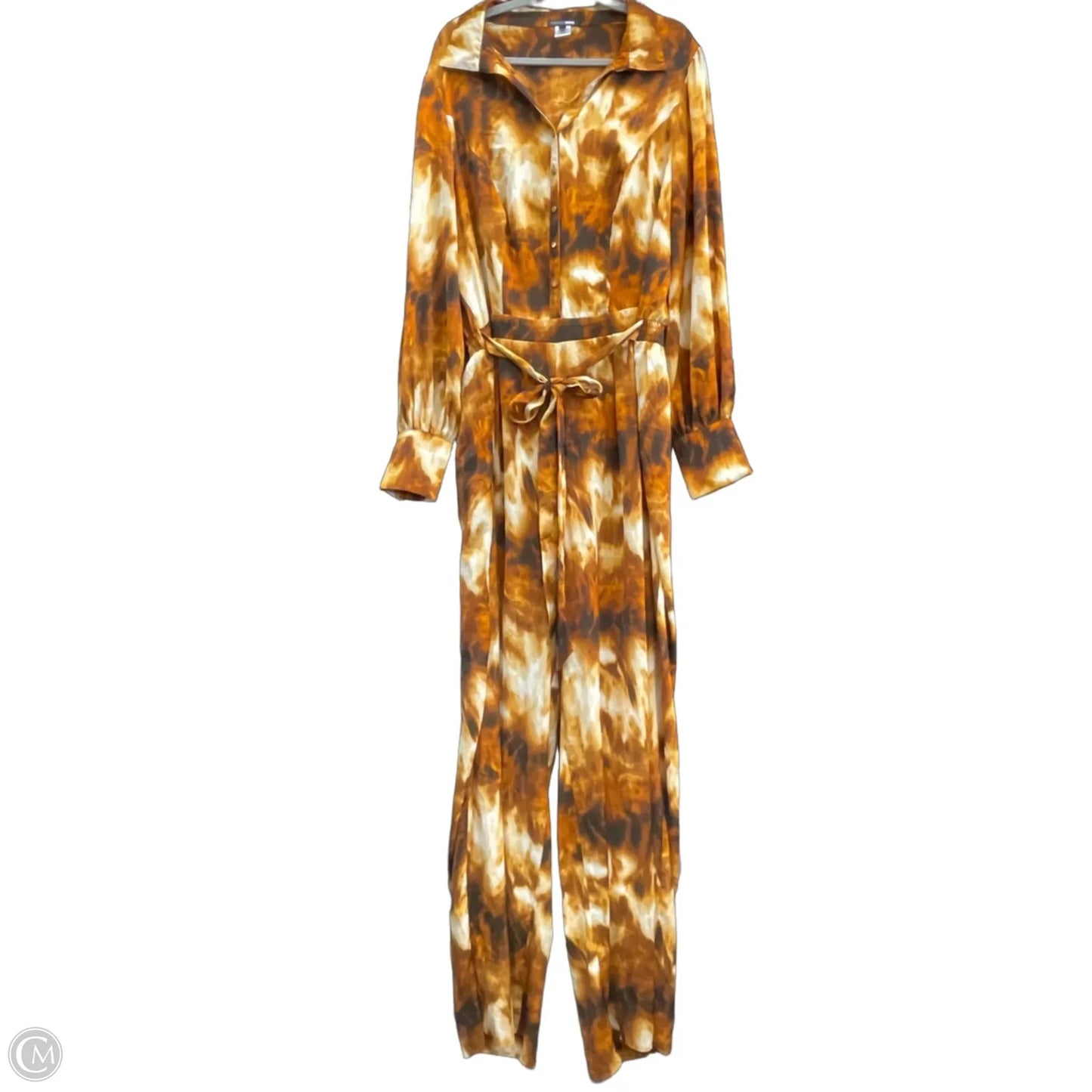 Jumpsuit By Fashion Nova In Brown & Cream, Size: 1x