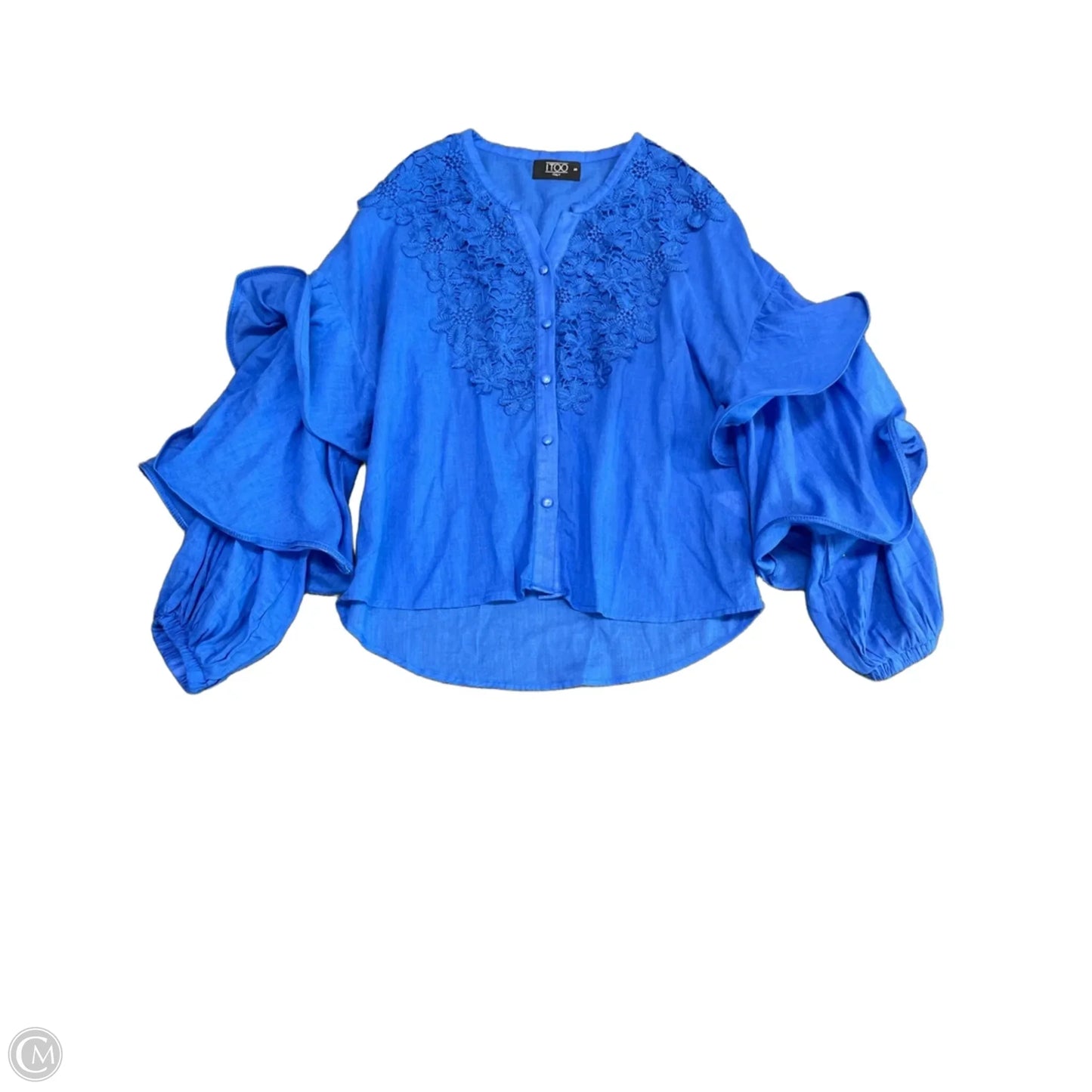 Blouse Long Sleeve By Clothes Mentor In Blue, Size: S