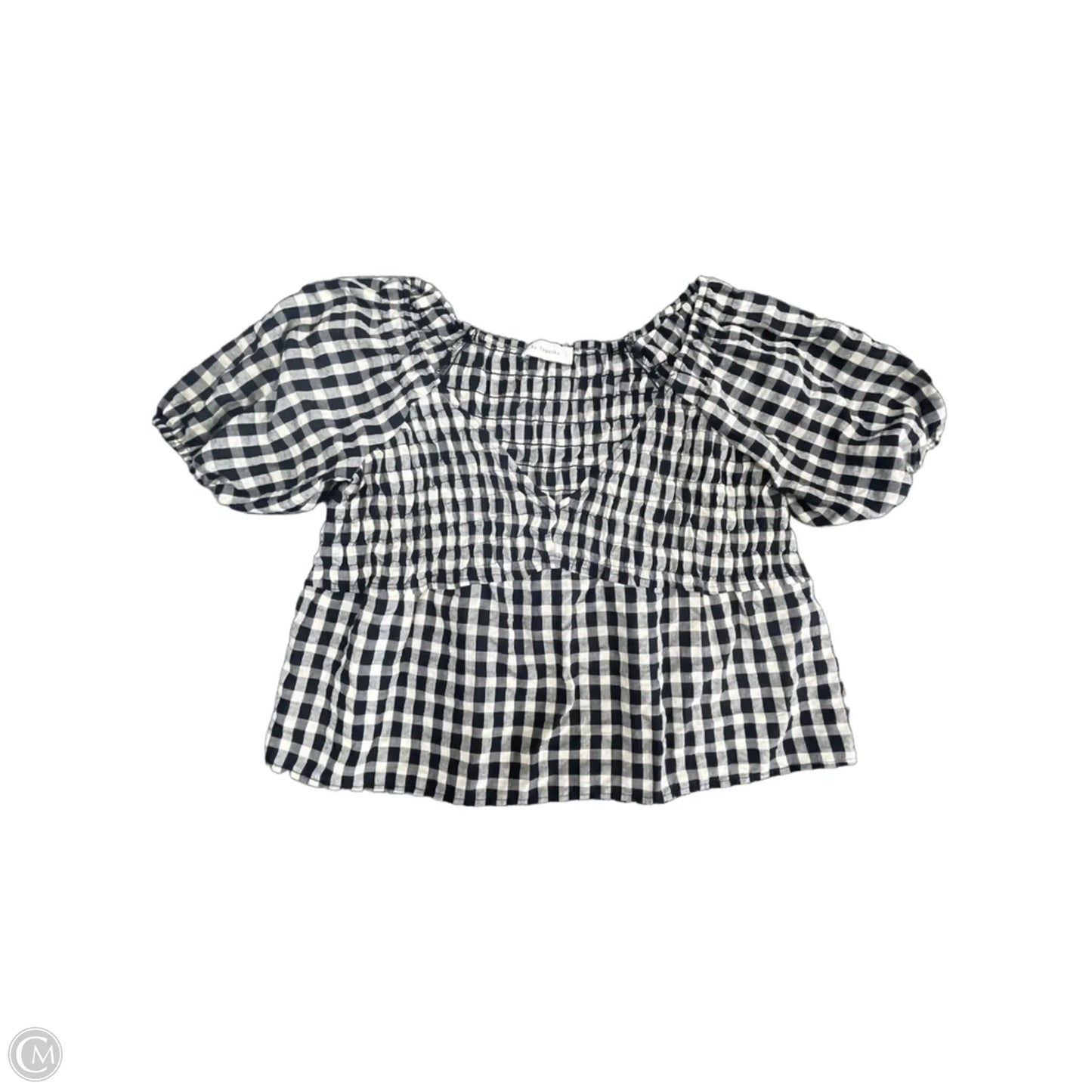 Blouse Short Sleeve By By Together In Black & Cream, Size: L