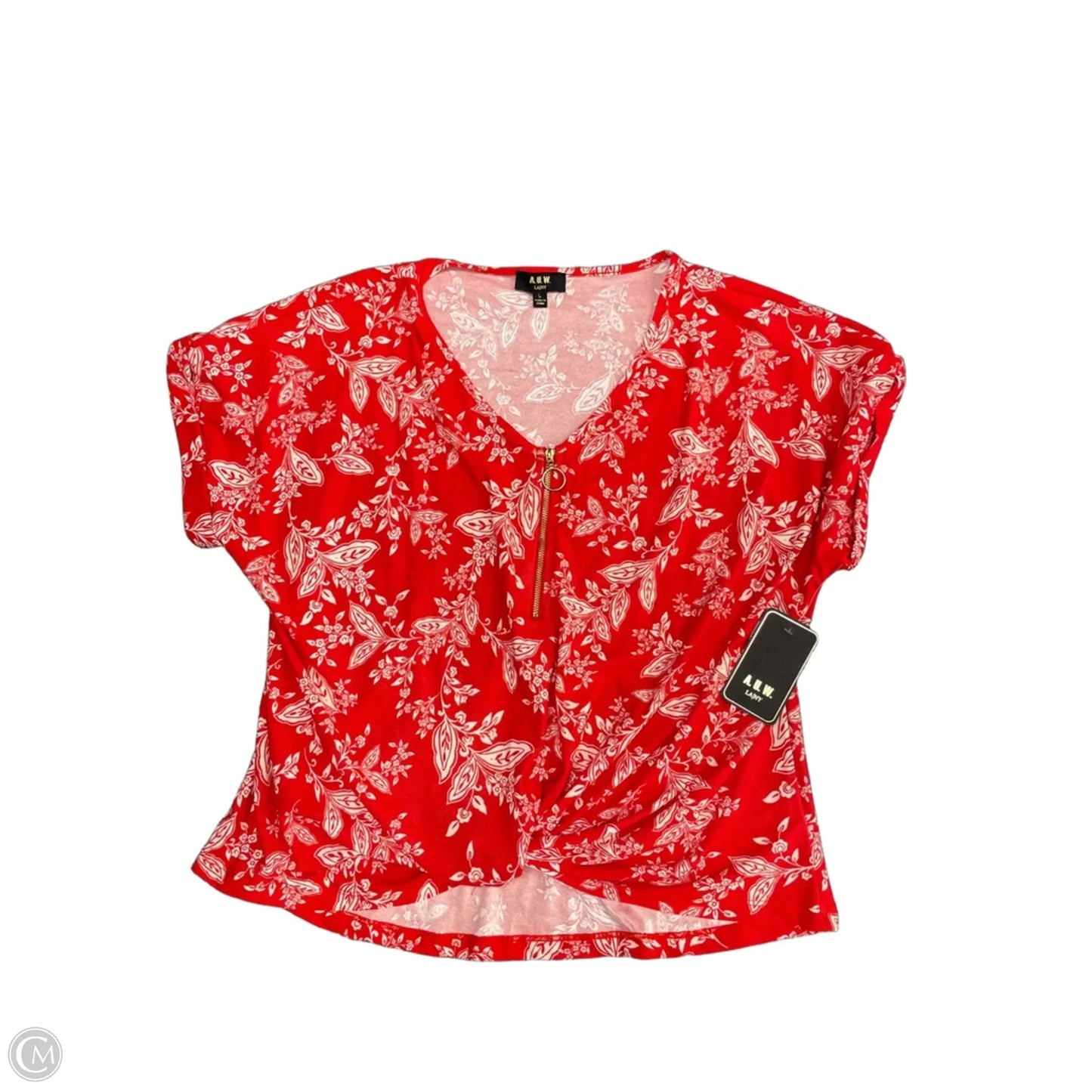 Top Short Sleeve By Auw In Red & White, Size: L