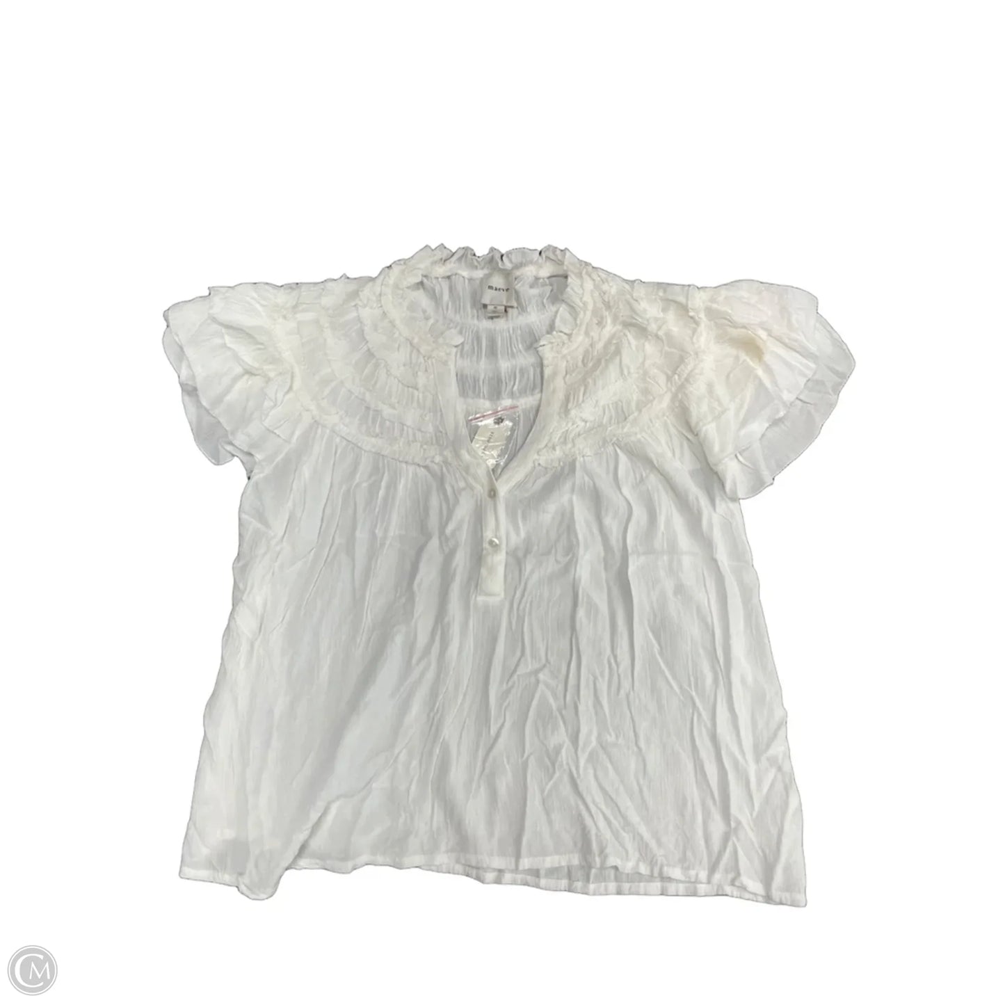 Blouse Short Sleeve By Maeve In White, Size: M