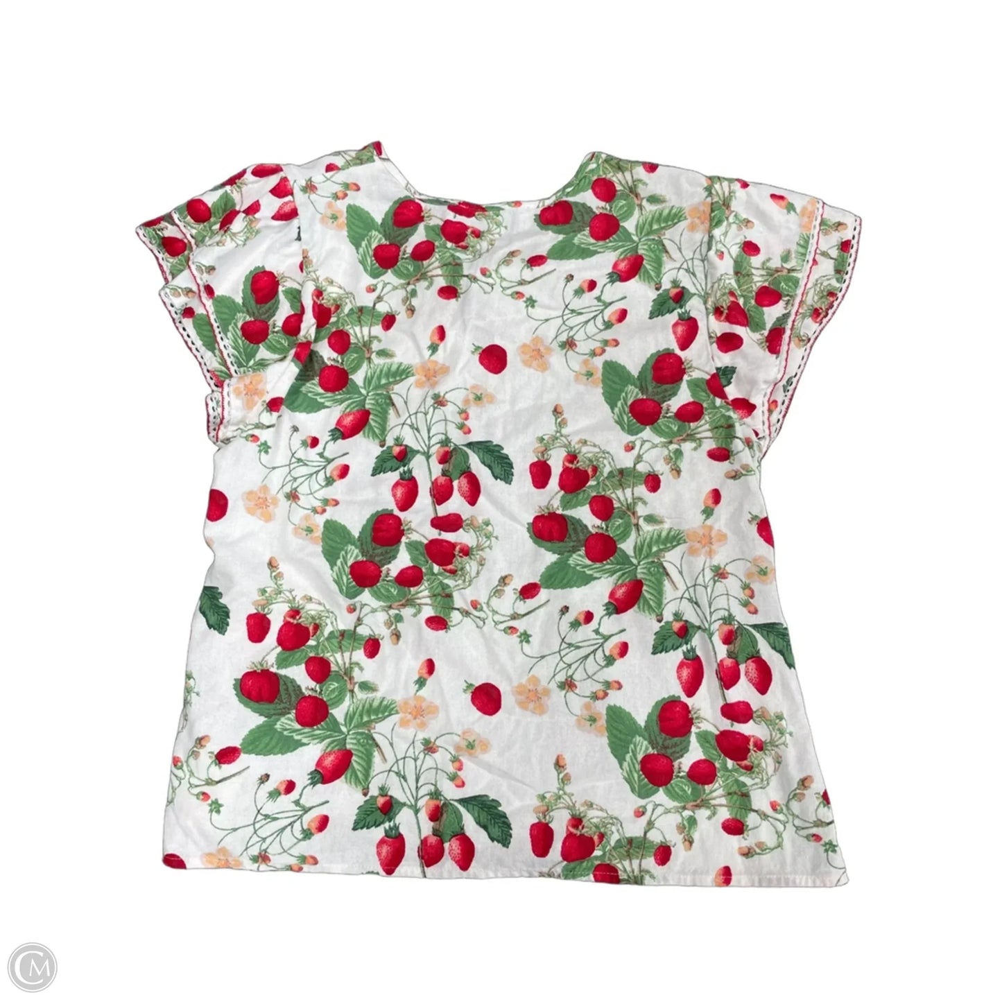 Top Short Sleeve By Cece In Red & White, Size: L