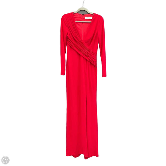 Dress Party Long By Mac Duggal In Red & Silver, Size: 2