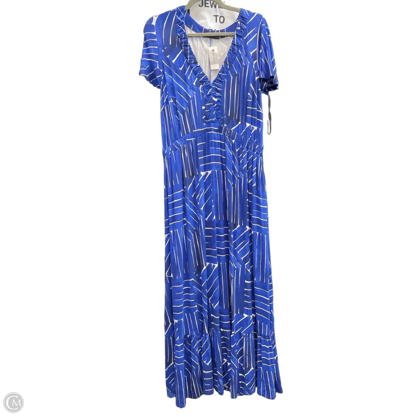 Dress Casual Midi By Lane Bryant In Blue & White, Size: 16