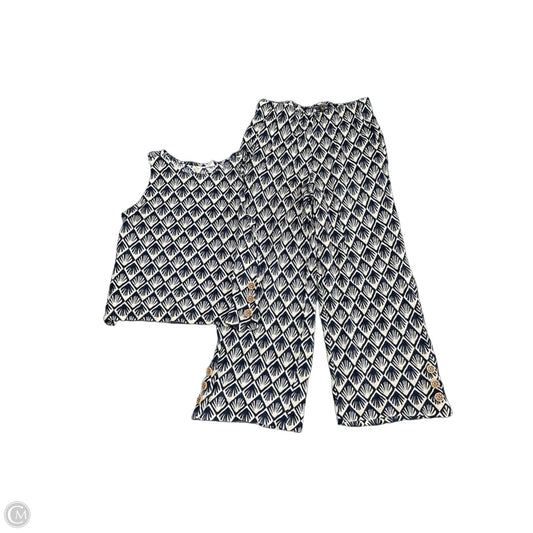 Pants Set 2pc By C And C In Blue & Cream, Size: S