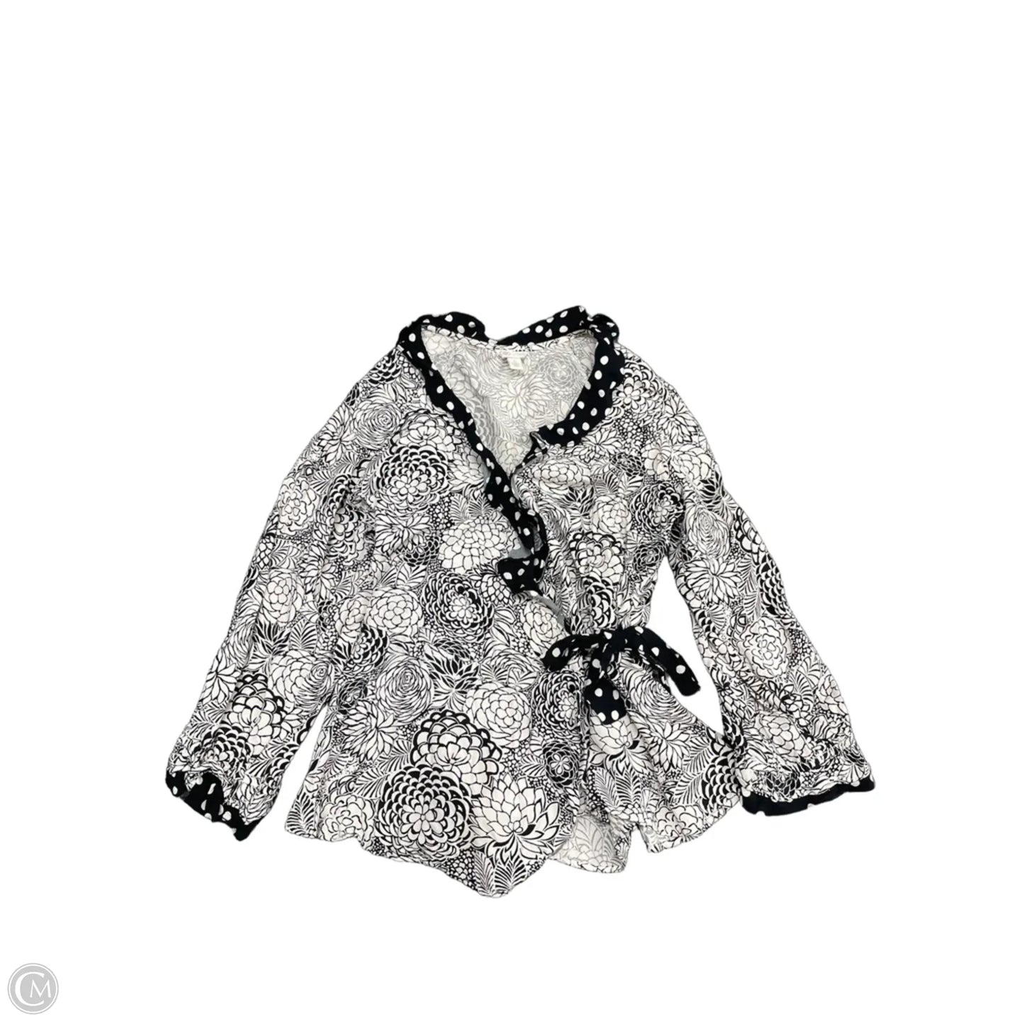 Blouse Long Sleeve By Cato In Black & White, Size: S