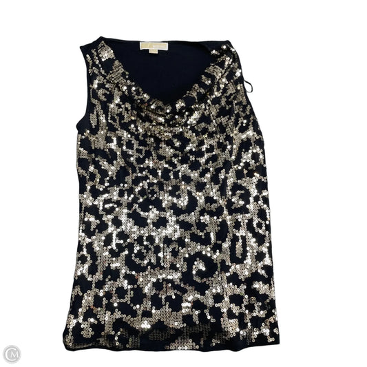 Blouse Sleeveless By Michael By Michael Kors In Black & Gold, Size: M