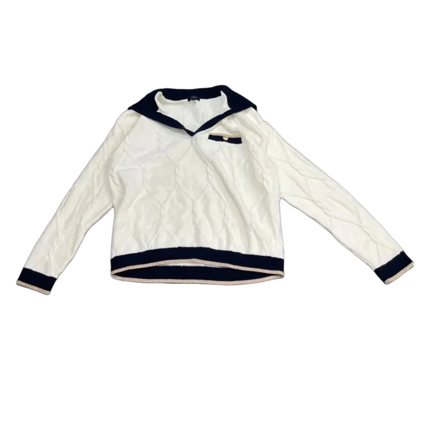 Sweater By Talbots In Blue & Cream, Size: Mp