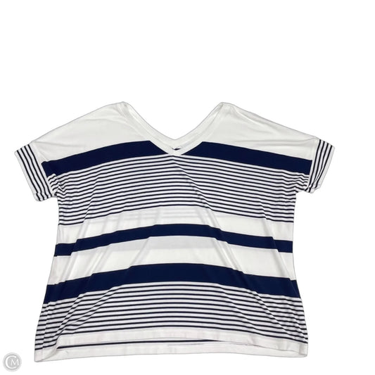Top Short Sleeve By Cabi In Blue & White, Size: M