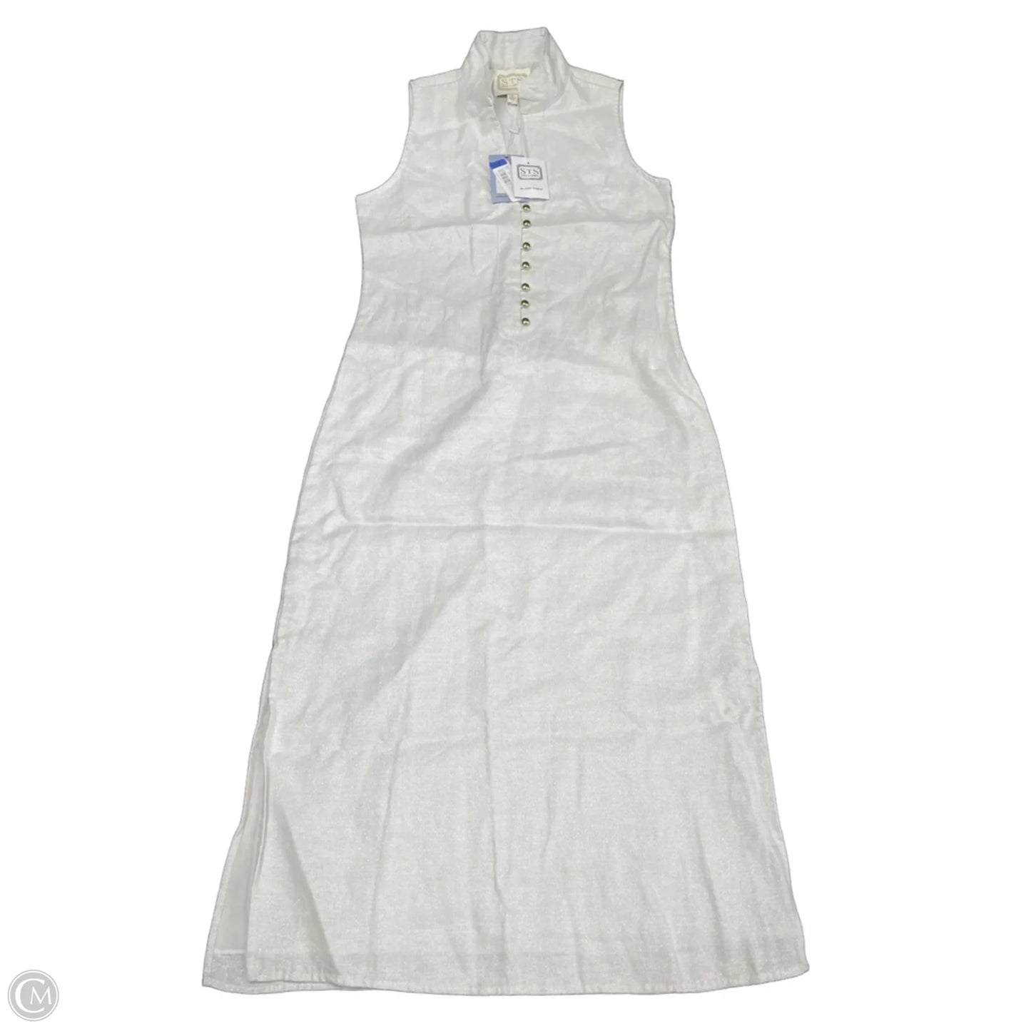 Dress Casual Midi By Sail To Sable In Silver & White, Size: S
