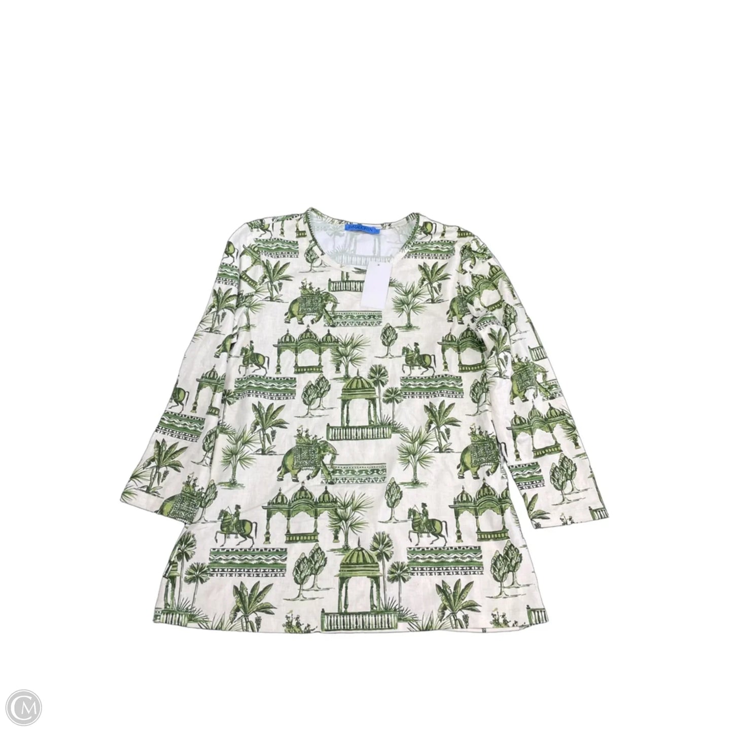 Top Long Sleeve By J Mclaughlin In Cream & Green, Size: M