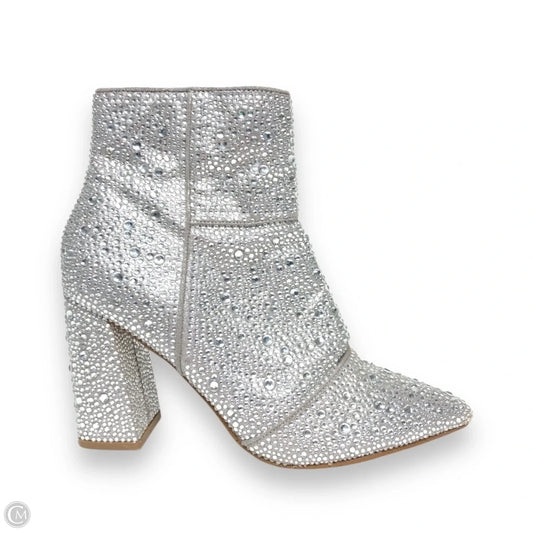 Boots Ankle Heels By Steve Madden In Silver, Size: 8.5