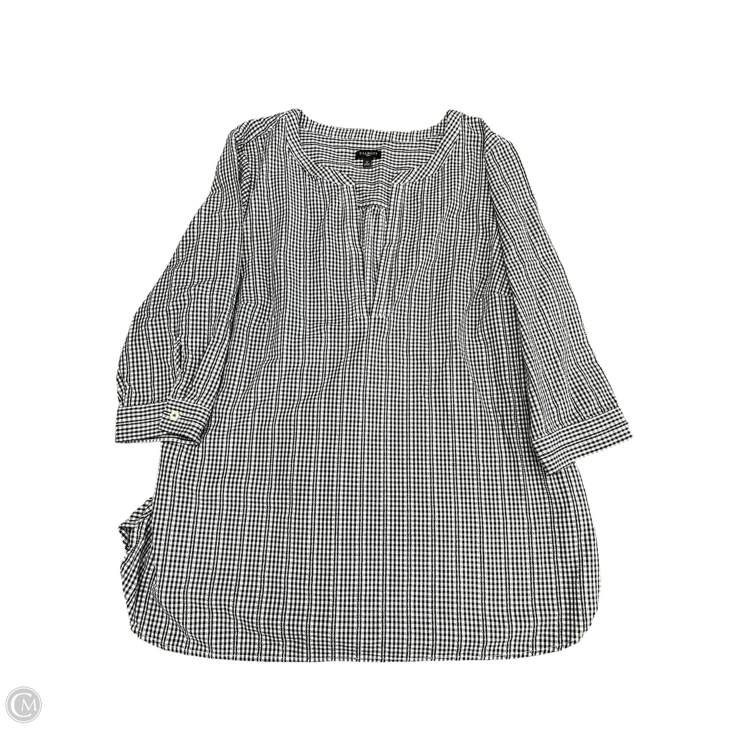 Tunic 3/4 Sleeve By Talbots In Black & White, Size: 1x