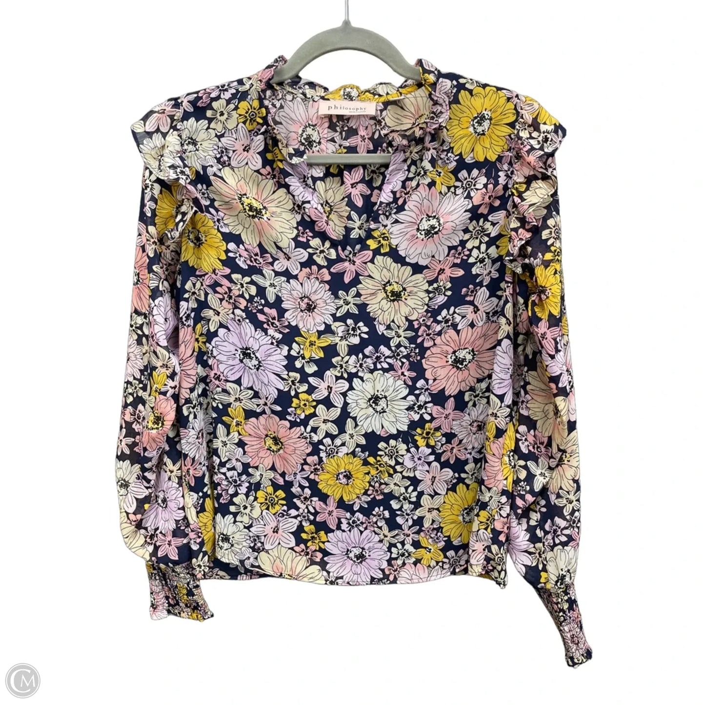 Top Long Sleeve By Philosophy In Floral Print, Size: S