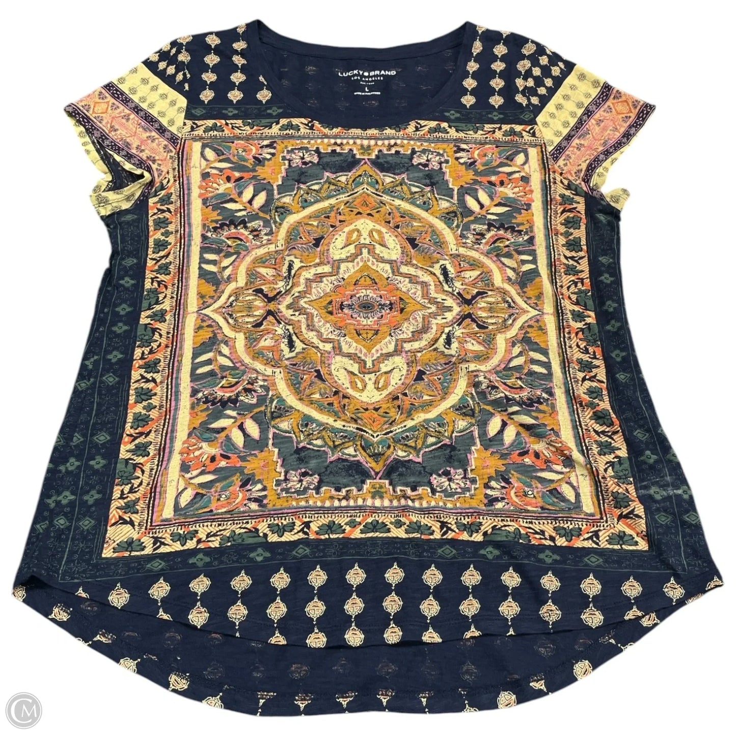 Top Short Sleeve By Lucky Brand In Navy, Size: L