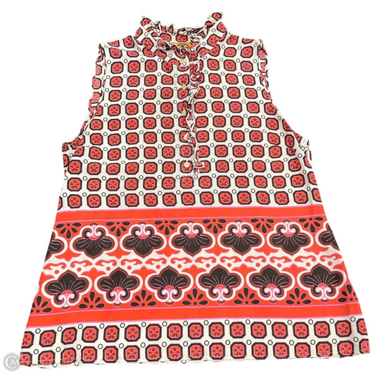 Top Sleeveless Designer By Tory Burch In Cream & Orange, Size: 14