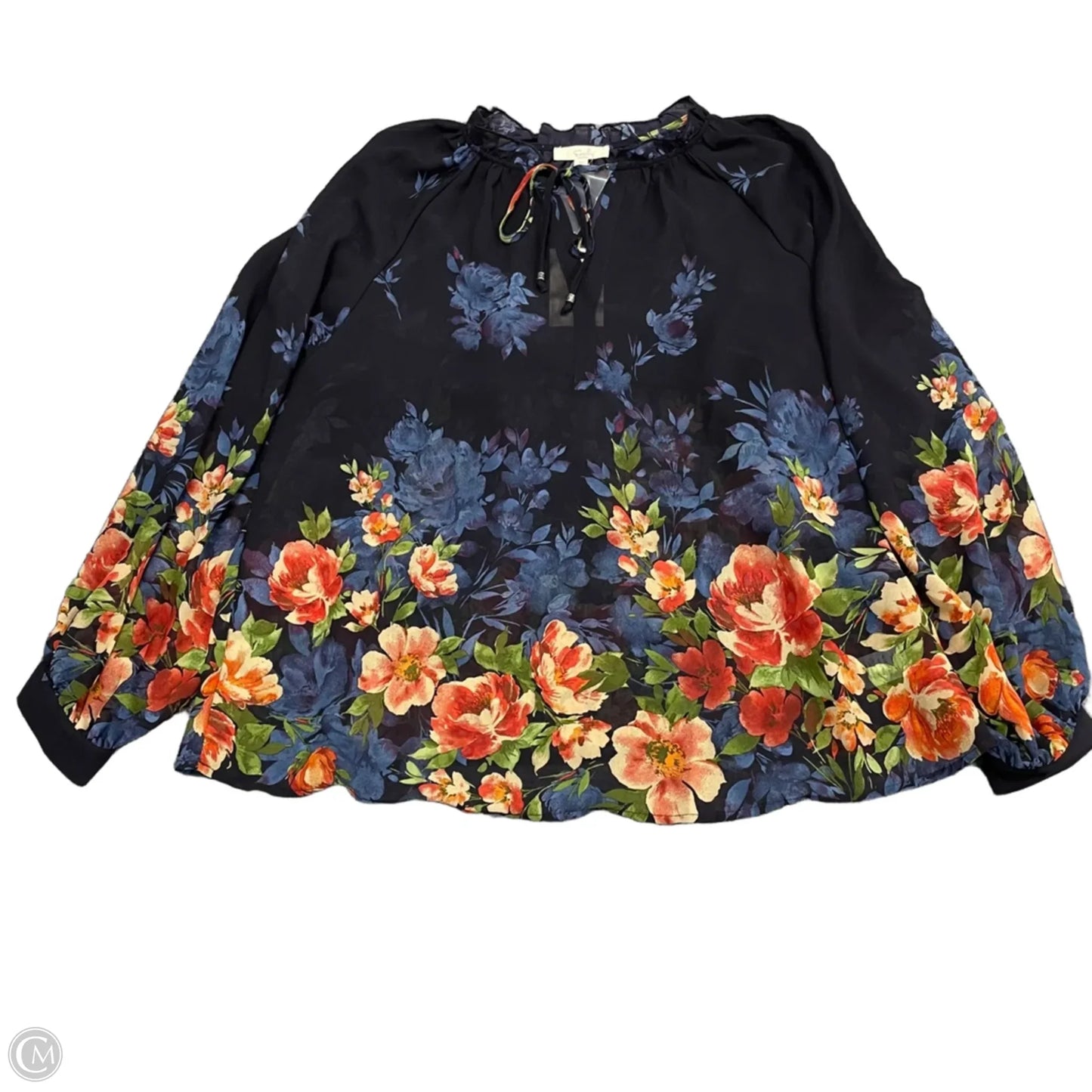 Top Long Sleeve By Easel In Navy, Size: L